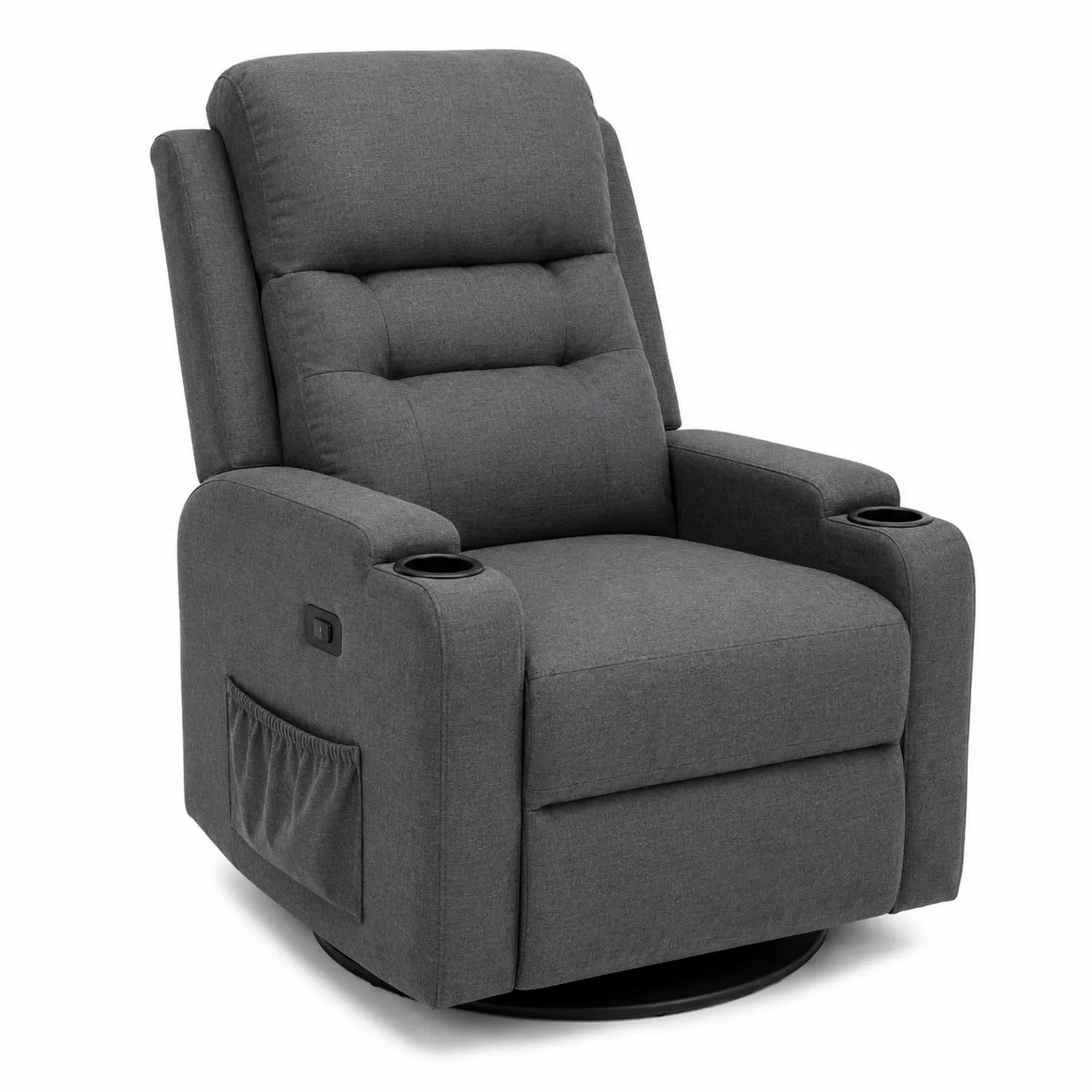 Sillón reclinable giratorio de poliéster gris oscuro