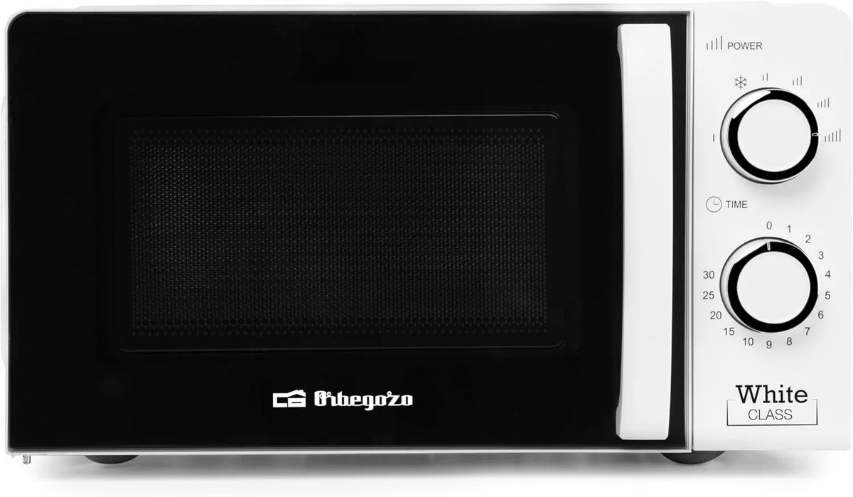 Orbegozo Microondas, 20 L, 700 W, temporizador, branco, temporizador até 30 min, 6 níveis operacionais