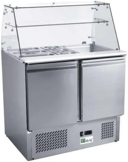 MATERIEL CHR PRO Produto profissional refrigerado salada 2 portas tampa Vitrated aço inoxidável