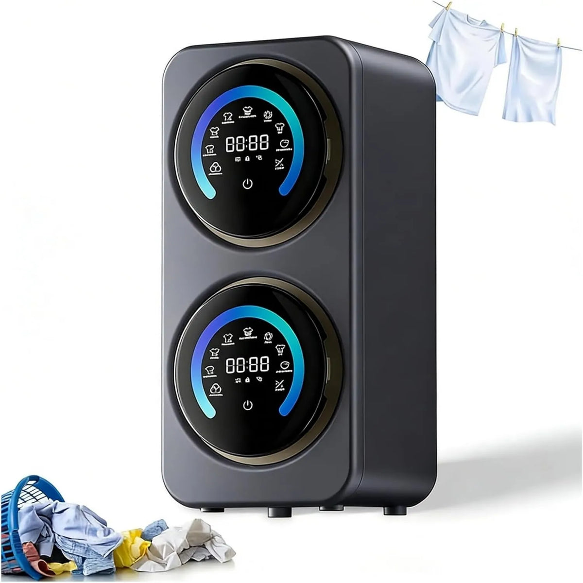 Generic Máquina de lavar roupa, 5 L, portátil, profissional, aço inoxidável, 5 ciclos de lavagem Programável, secagem a alta temperatura