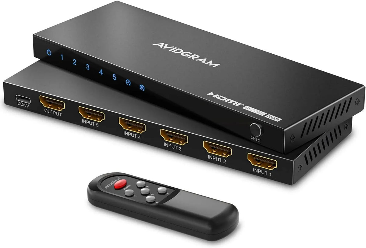 AVIDGRAM Smart TV 48Gbps PS4, 120 Hz, TV, 4K UHD, HDR, HDMI, 5 porta Selector Box com IR Remote Control Suporte HDCP 2, Switch 2