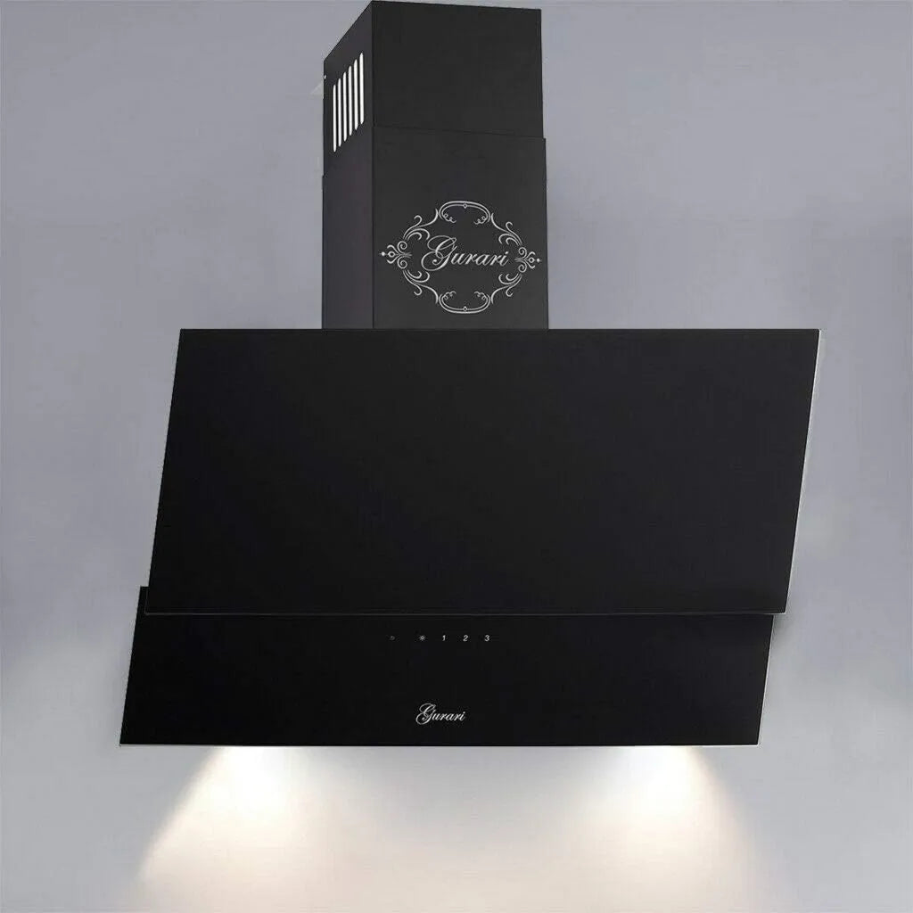 exaustor, 80 cm, 1000 m3/h, capa de cozinha, 3 velocidades, instalação de parede, toque, temporizador, preto, ClearTouch Control, Gurari 268, LED