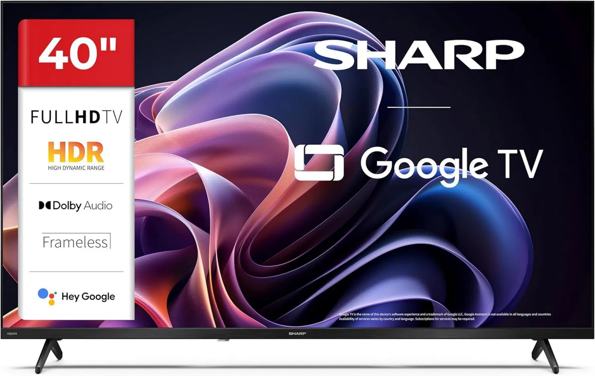 Sharp Google 40HF2265E Smart TV, 40 polegadas, 892 x 555 x 213 mm, 892 × 555, 60 Hz, 3 HDMI, TV, HDR, Wi-Fi, Bluetooth, Full HD, 2 USB, HDR10