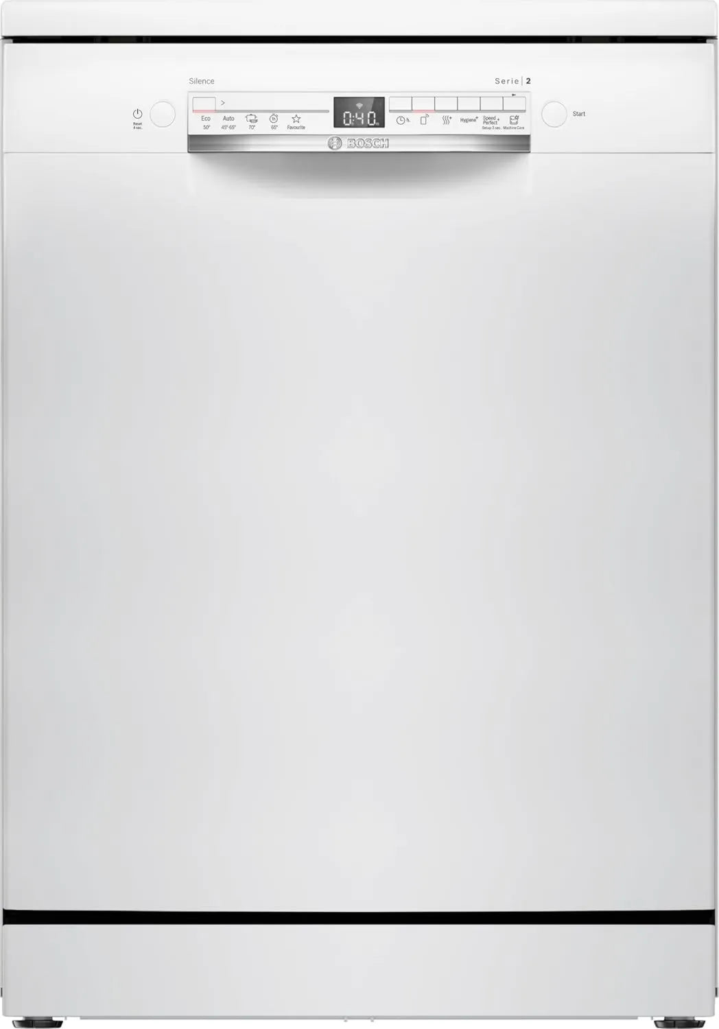 Bosch SMS2HVW03F Máquina de lavar loiça, 60 cm, silencioso, branco, Silêncio a pedido, Série 2, Free-standing, Cutlery, Cesta Rackmatic