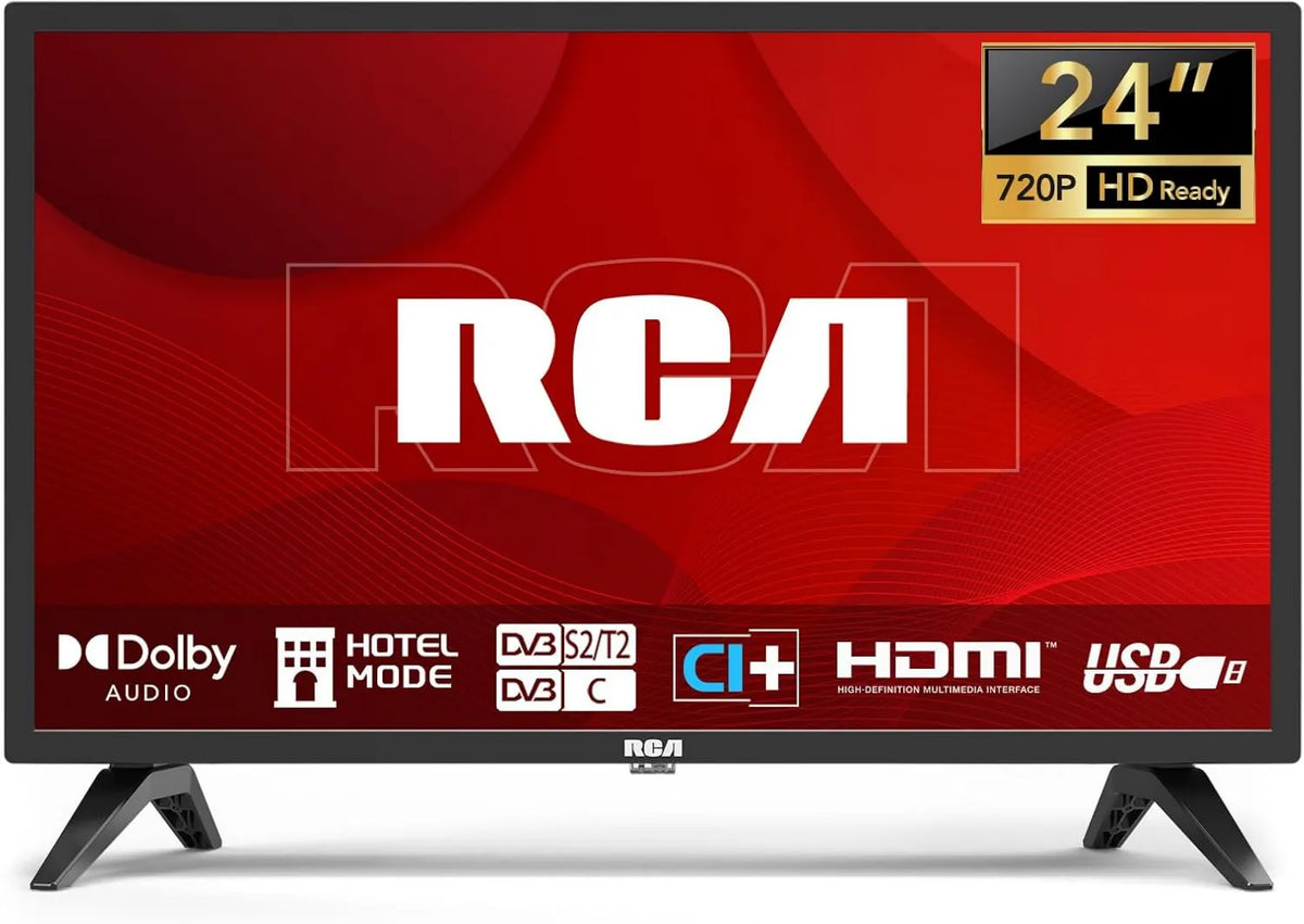 RCA Smart TV, 24 polegadas, TV, sintonizador triplo DVB-T2, S2, HDMI, USB, LED HD TV para sala de cozinha com Tuner Triplo, 220 Volts, 60 cm