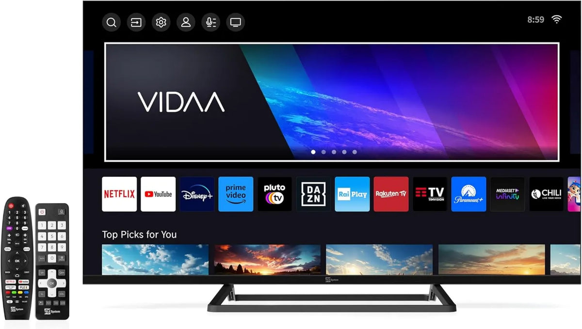 TELE System Smart TV TS40FLFHDSMV13, 40 polegadas, TV, HDR, sem moldura, Full HD, HDR10 HLG, ecrã duplo, HbbTV