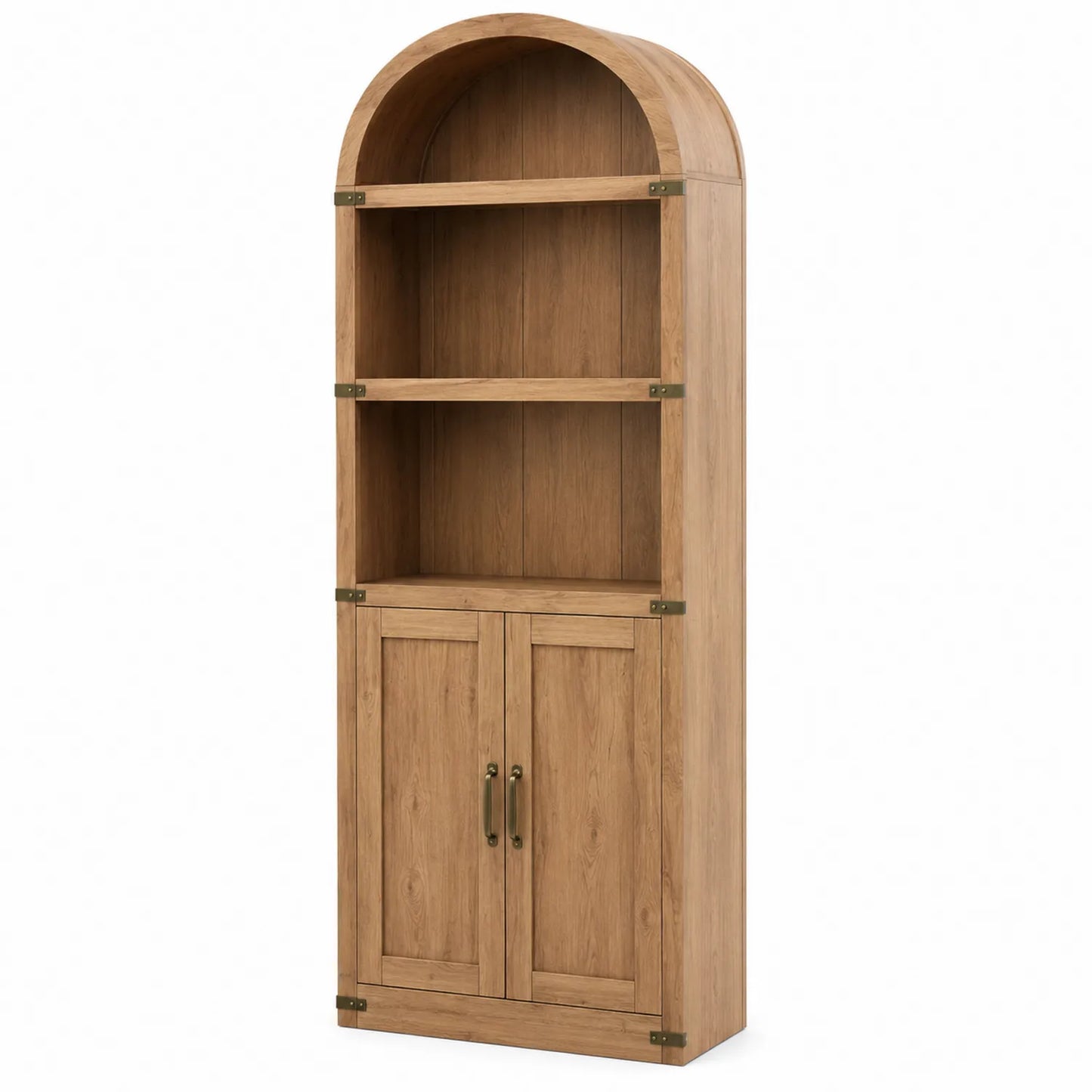Estantería de Madera con Acabado en Arco y Puertas Dobles 180x60x30 cm