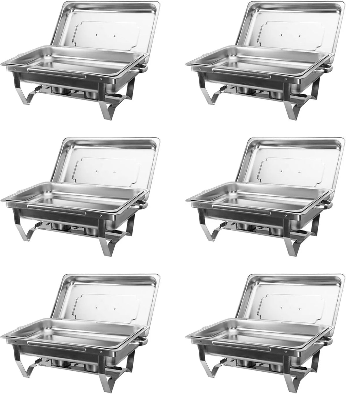 CREWORKS Buffet aquecedor plano, 9 L, aço inoxidável, TREWORKS 6 partes INOx aquecedor plano, retangular aquecedor plano para aquecedores Buffet