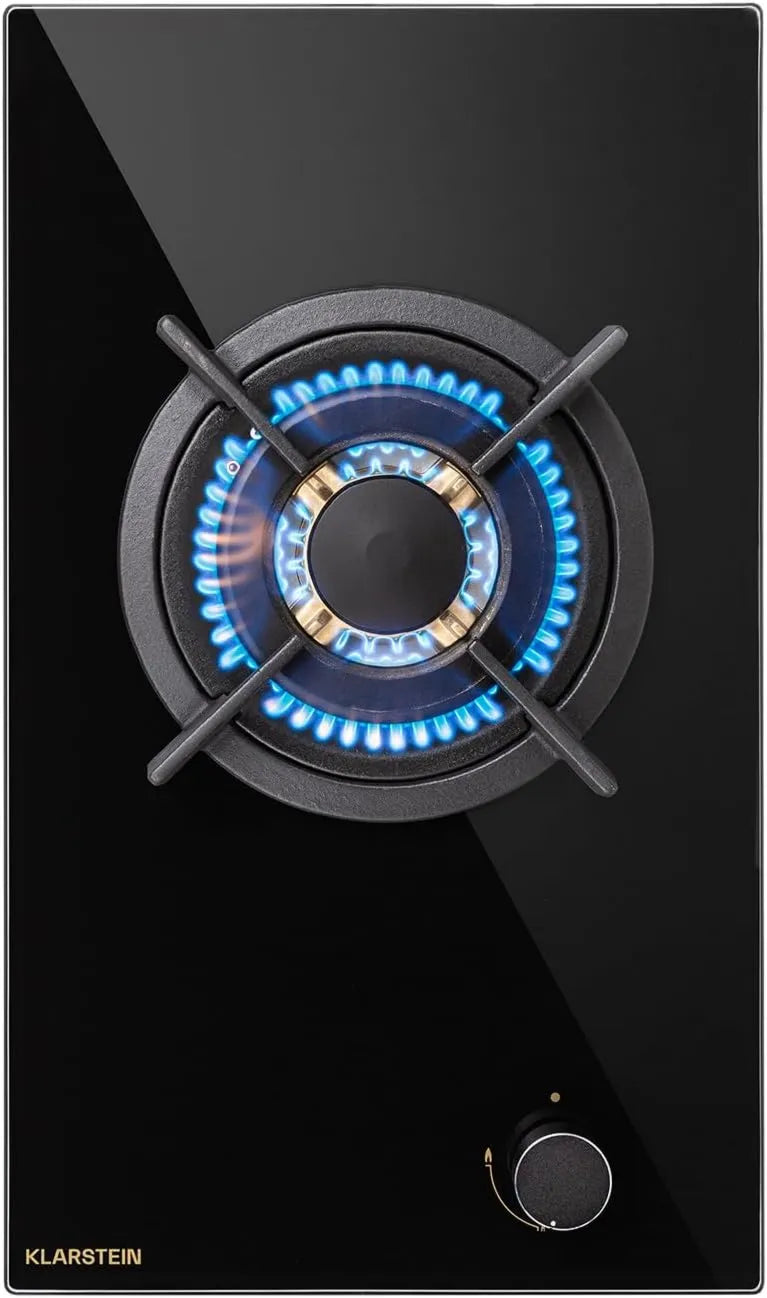 KLARSTEIN Gas fooker com forno elétrico, 3400 W, aço inoxidável, placa de fogão a gás de 1 queimador, mesa elétrica de 1 fogo 3400W