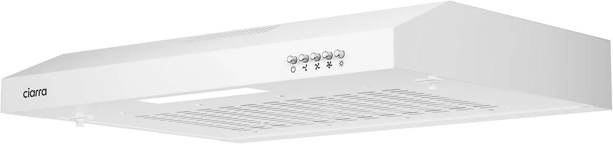 CIARRA AWW6903 exaustor, 60cm, capa de cozinha, evacuação e reciclagem, iluminação LED, 3 velocidades, branco
