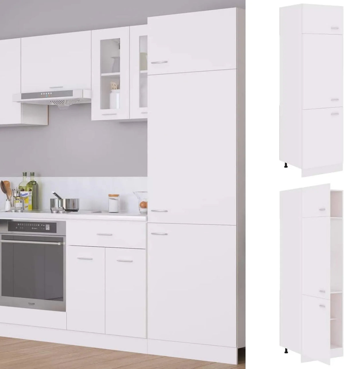 Frigorífico, 60x57x207 cm, decoração da sala de estar, restaurante, branco, armário de armazenamento com 3 portas e 4 prateleiras, Guarda-roupa Homgoday, Hotel