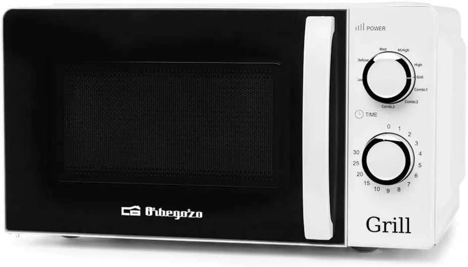 Microondas, 20 L, 900 W, 3 programas, timer, grelha, branco, 5 níveis operacionais e 3 funções combinadas, Orbegozo Mig 2130 Forno para