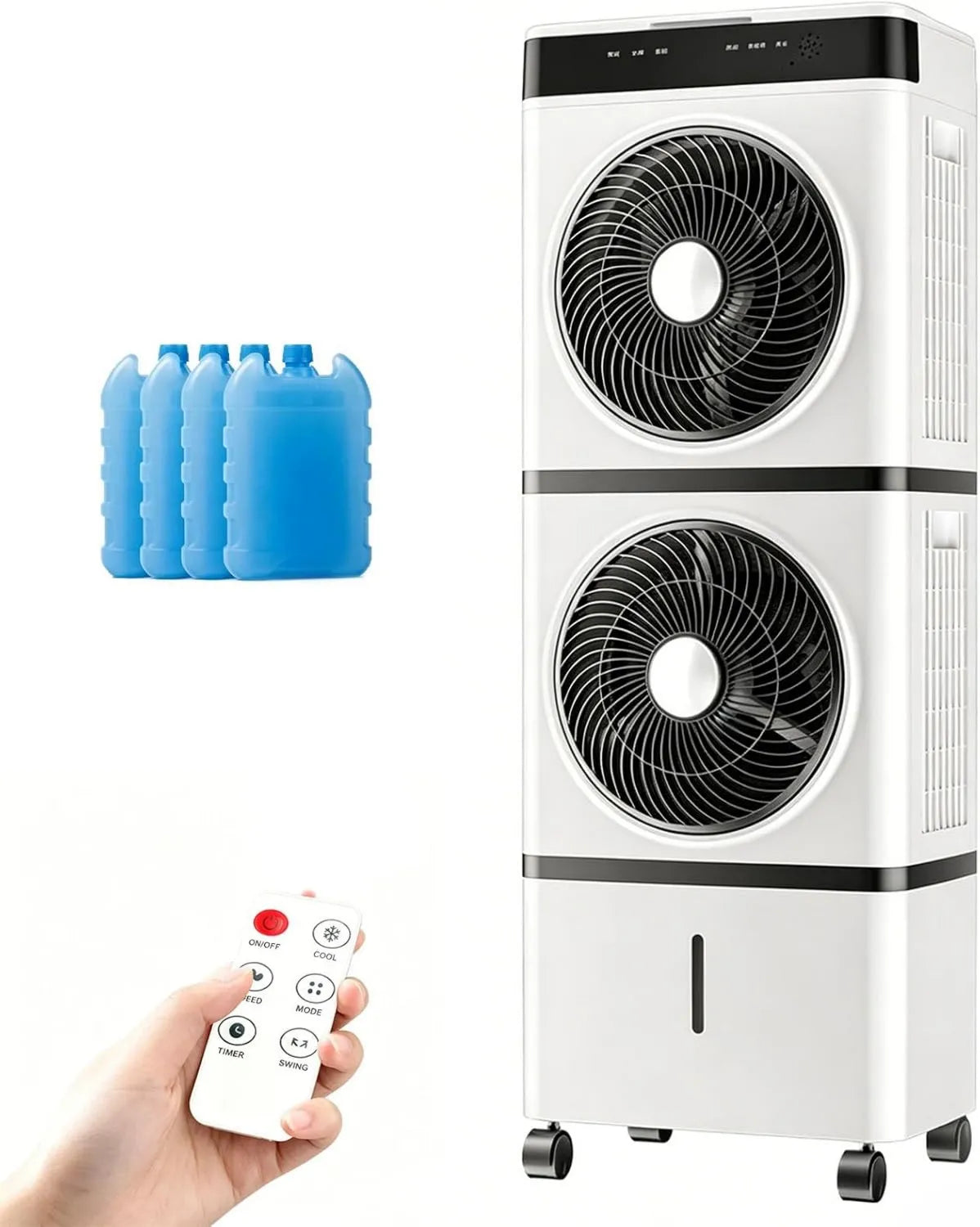 LxRHLIKG Ar condicionado, 14 L, temporizador, 3 velocidades, tanque grande, 4 compartimentos de gelo, 70 W, 2 camadas, temporizador 12 H, comando à distância, frigorífico