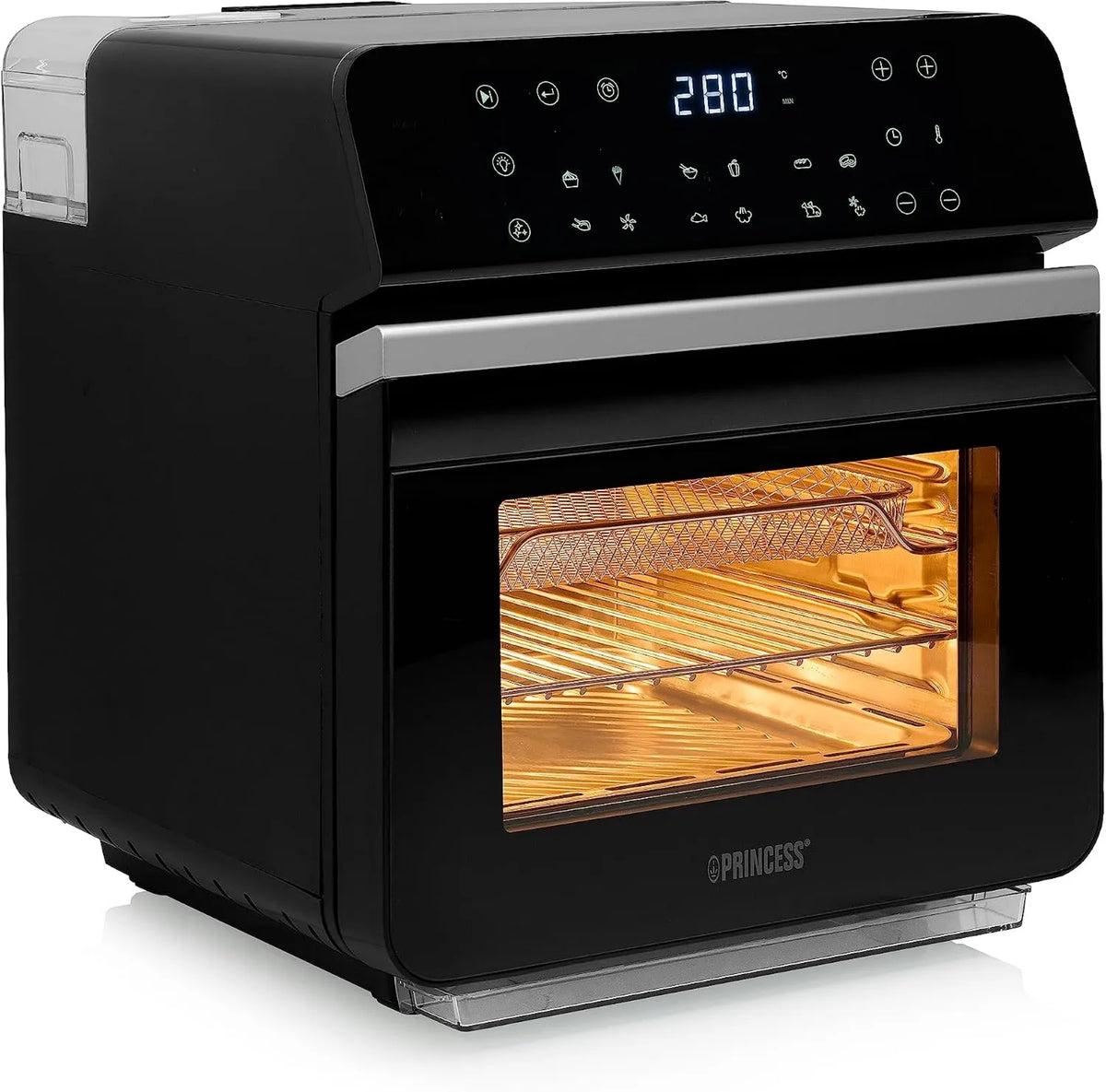 Princess Princesa 182085-3-en-1-10 Forno elétrico, 10 L, vapor, forno mini-airfriyer Princesa e fogão a vapor digital 182085-3-en-1-10 L - 900 g de batatas fritas