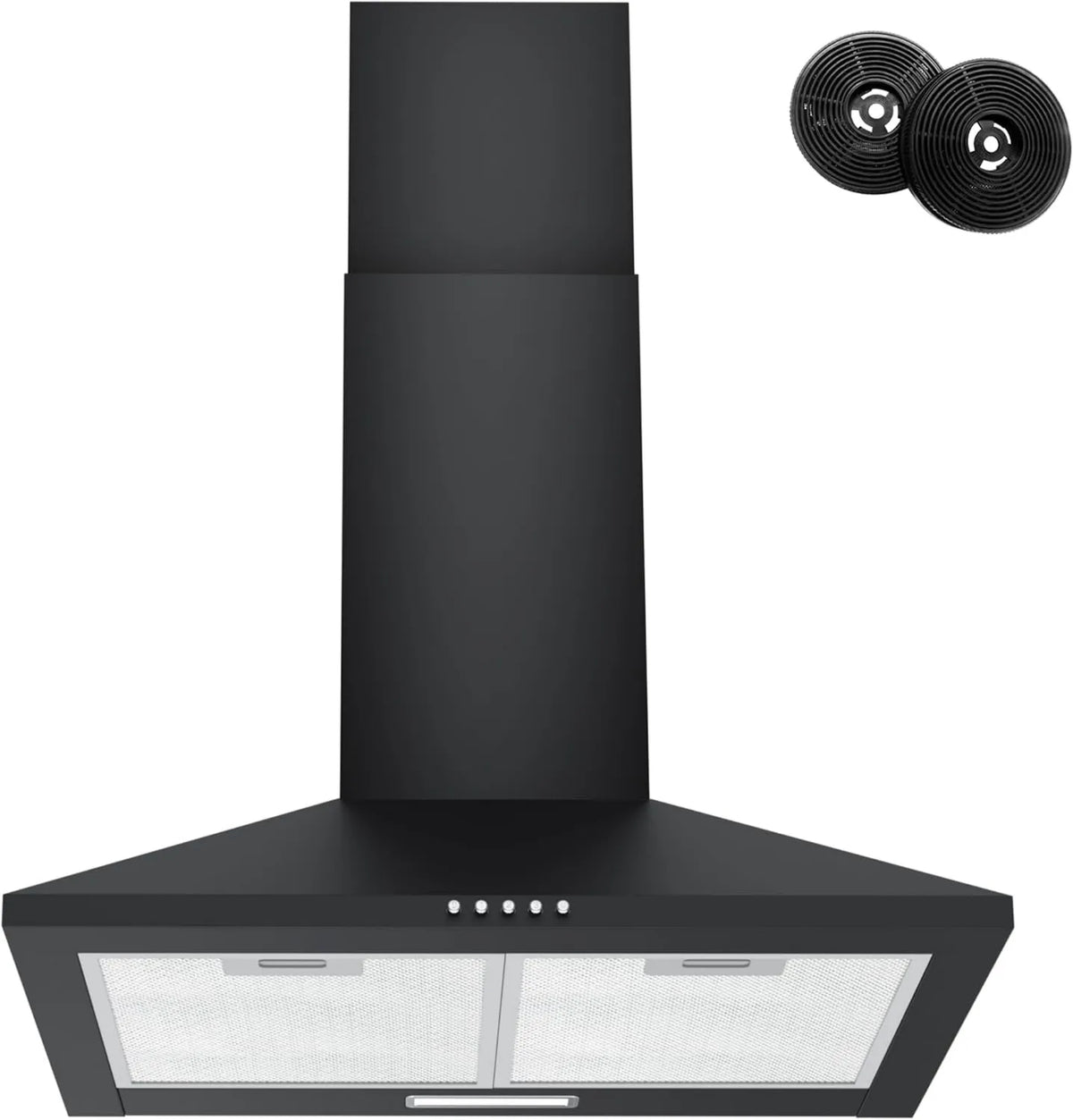 FIREGAS exaustor, 60cm, 308m3/h, capa de cozinha, 3 velocidades, instalação de parede, preto, filtros de alumínio laváveis, filtros de carbono