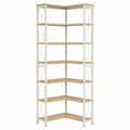 Estantería de esquina de metal y MDF 5 niveles 180 cm Blanco/Roble