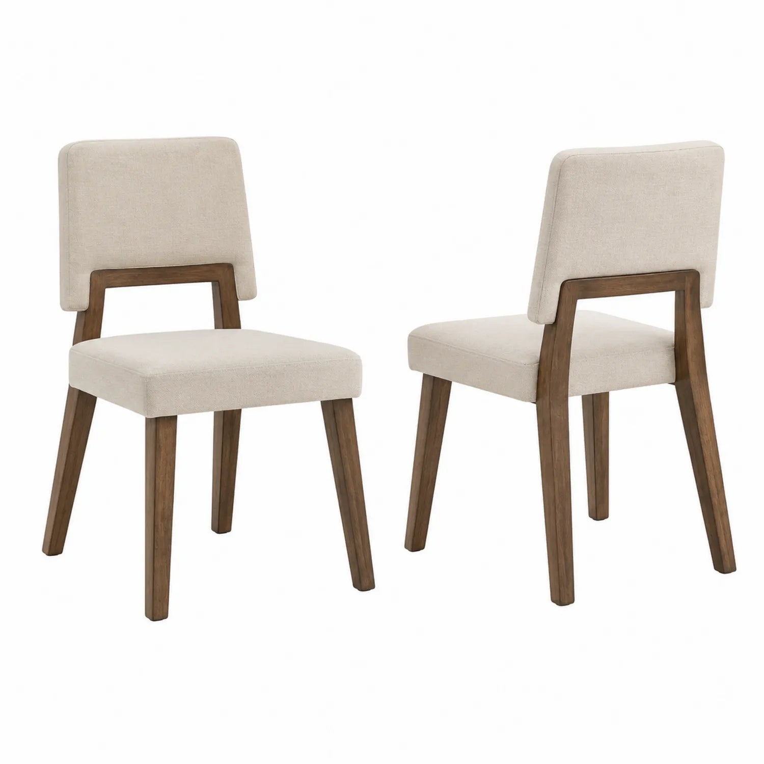 Conjunto de 2 Sillas de Madera y Tela Beige