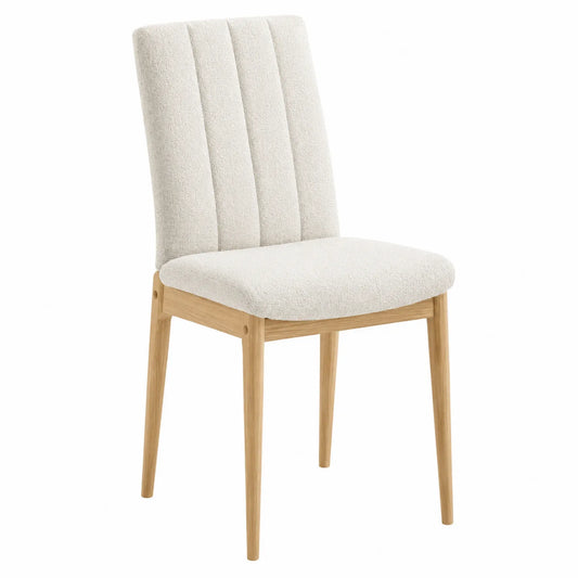 Silla de comedor de madera de roble y tela de poliéster Beige 45x55x90 cm