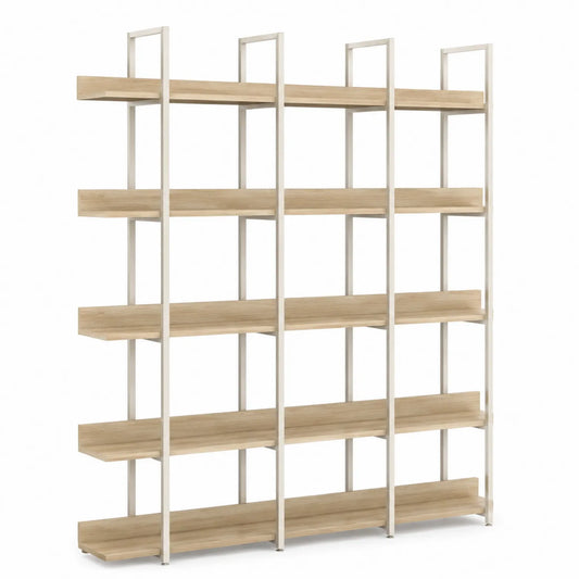 Estantería de pie de madera y metal con 5 niveles 200x150x35 cm