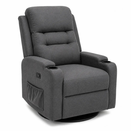 Sillón reclinable giratorio de poliéster gris oscuro