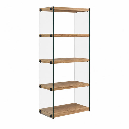 Estantería de 5 niveles de madera y vidrio templado