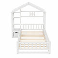 Cama infantil de madera con diseño de casa y almacenamiento 198x98x153 cm Blanco