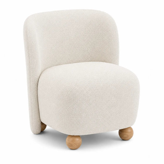 Silla de Tela Beige con Patas de Madera