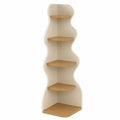 Estantería de esquina de MDF con 4 estantes beige y madera