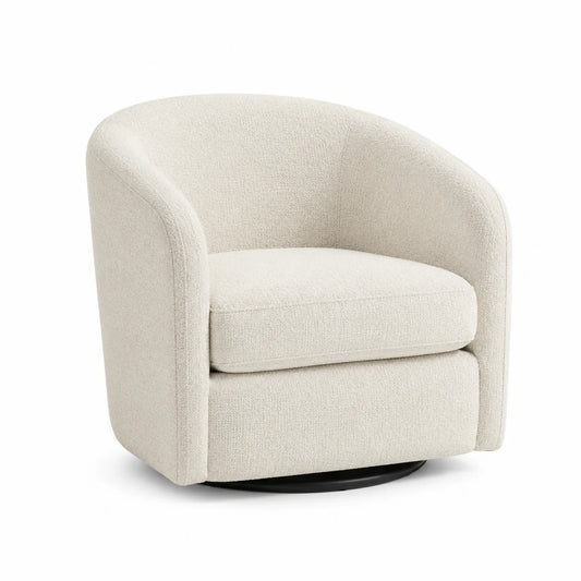 Sillón giratorio de madera contrachapada y poliéster beige