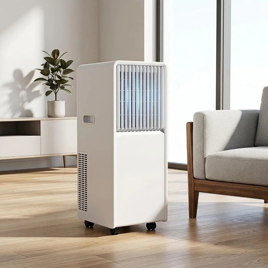 HUANQIN Ar condicionado 24H, Timer, 14000 BTU, Ar condicionado Móvel 12000 BTU Refresca 32 m2, Comando à distância, Desumidificador e Ventilador, Kit de Janela para
