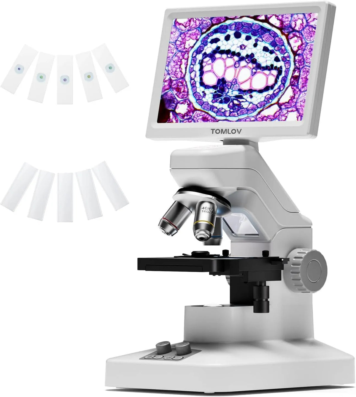 Smart TV, TV, TOMLOV DM301, iluminação LED, ecrã LCD, Max Biological Microscope LCD 7' com escala de medição, 3 Lentes, Platina Mecânica