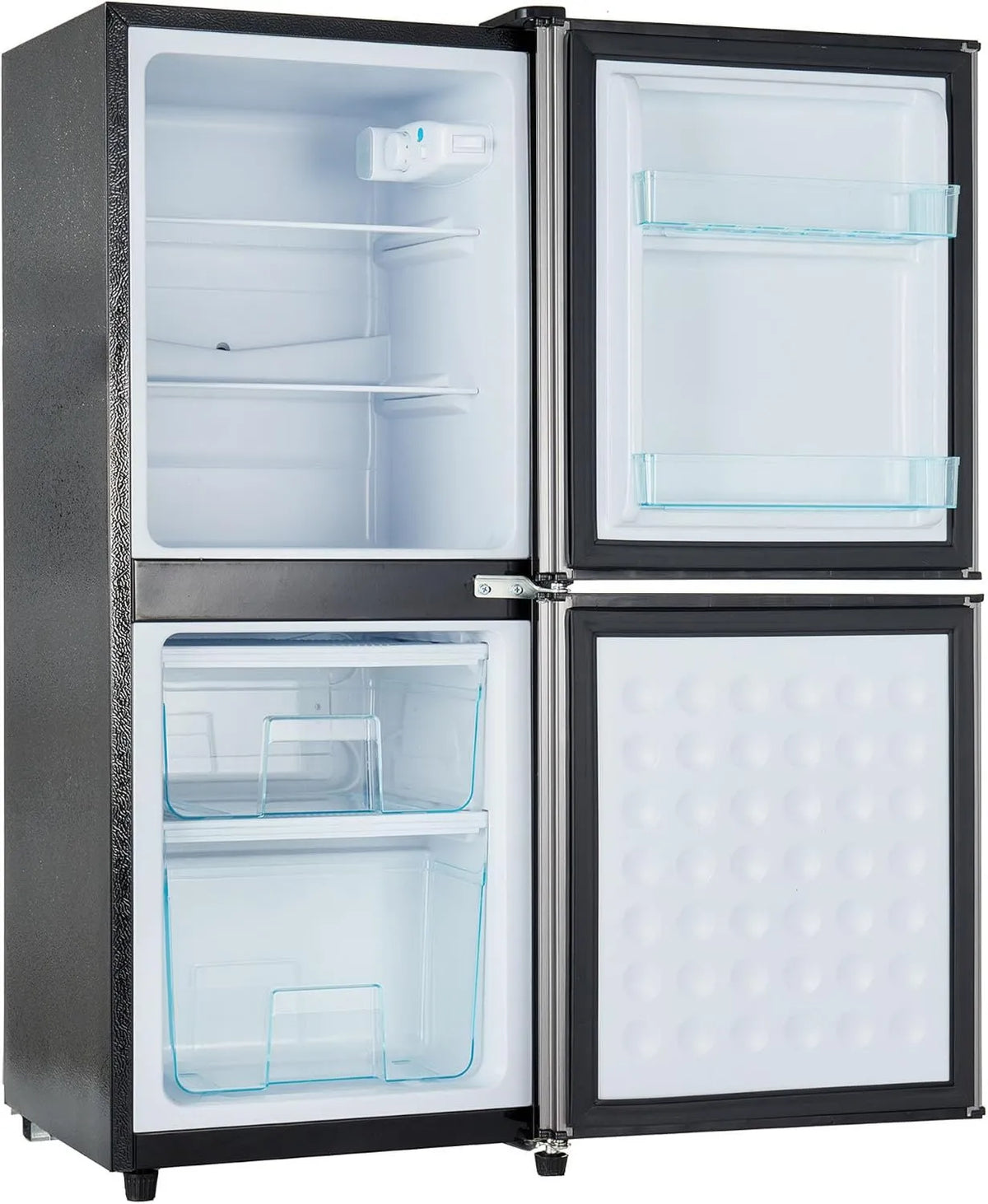 Merax Congelador, 106 L, iluminação LED, 2 zonas de temperatura, cinza, 166, prateleiras reguláveis