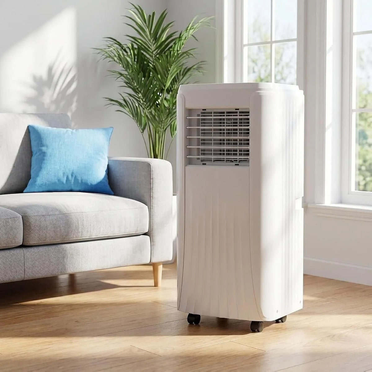 xIUNYIE Ar condicionado, silencioso, 9000 Btu, Ventilador e comando à distância para mesa de habitação, com Dehumidificador, fornecido com plugu R