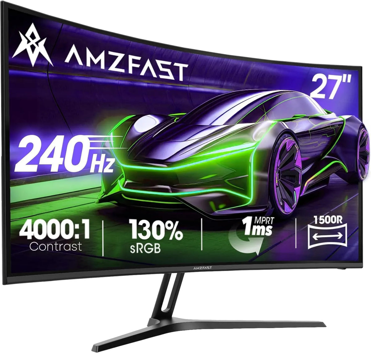 Amzfast 240Hz, FHD 2.0, DP, 27 polegadas, 1920 × 1080, 1 ms, 240 Hz, configuração de jogo, HDR, Full HD, HDMI, PC ecrã, VESA 100x100, sRGB 130%