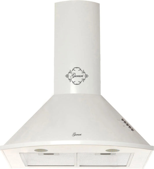 Gurari exaustor 1000, 60 cm, capa de cozinha, evacuação e reciclagem, instalação de parede, 3 níveis, branco