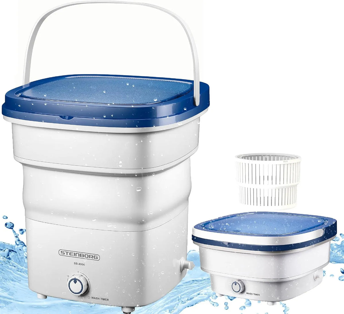 Steinborg Máquina de lavar roupa, 135 W, 5 kg, 65 dB, portátil, camping, até 1, Mini máquina de lavar roupa dobrável, pequeno