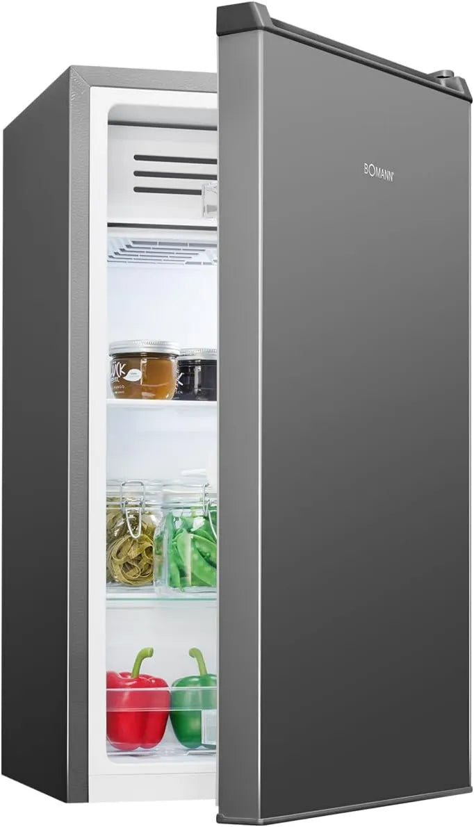 Bomann Congelador, 83 L, 0 a 8 °C, iluminação LED, silencioso, armário congelador, cinza, 2 prateleiras, controlo 0-8 °C, compartimento vegetal