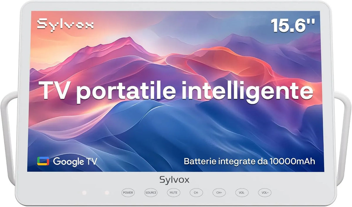 SYLVOx Google 1080P 10000mAh Smart TV, 15.6 polegadas, TV, HDMI, USB, laptop, IP65, Full HD, camping, DVB-C, T2, S2, resistência à água IP66, 4-6 horas