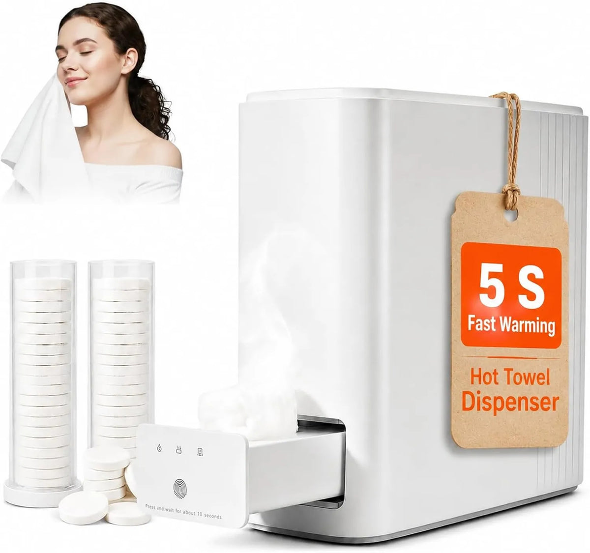 Generic Produto aquecedor de toalha de aquecimento instantâneo 5 s com 40 toalhas, dispensador de toalha facial quente, temperatura constante de 55