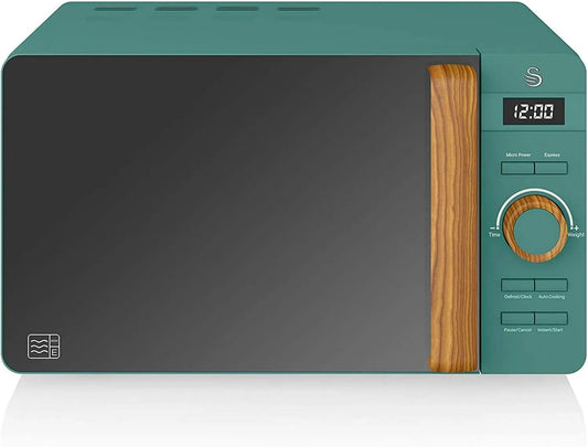 Swan Microondas SM22036GRENEUN, 20 L, 800 W, temporizador, microondas, verde, 30 min temporizador, 6 Níveis Operacionais, Microondas Nórdicas Cisne