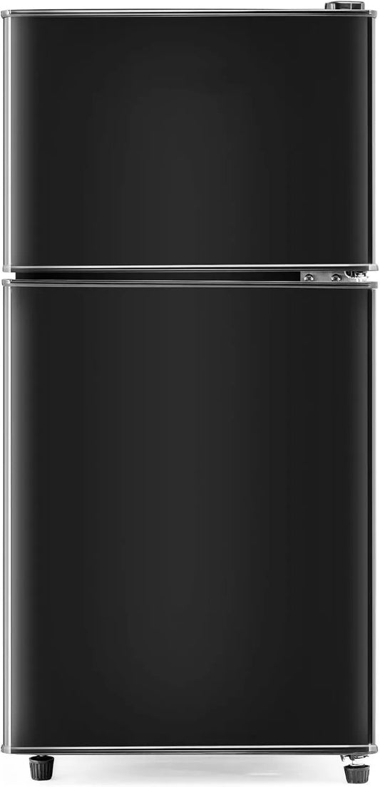 LULUWA Frigorífico combinado, 60 L, iluminação LED, frigorífico com congelador, preto, H 86, 8 cm L 45