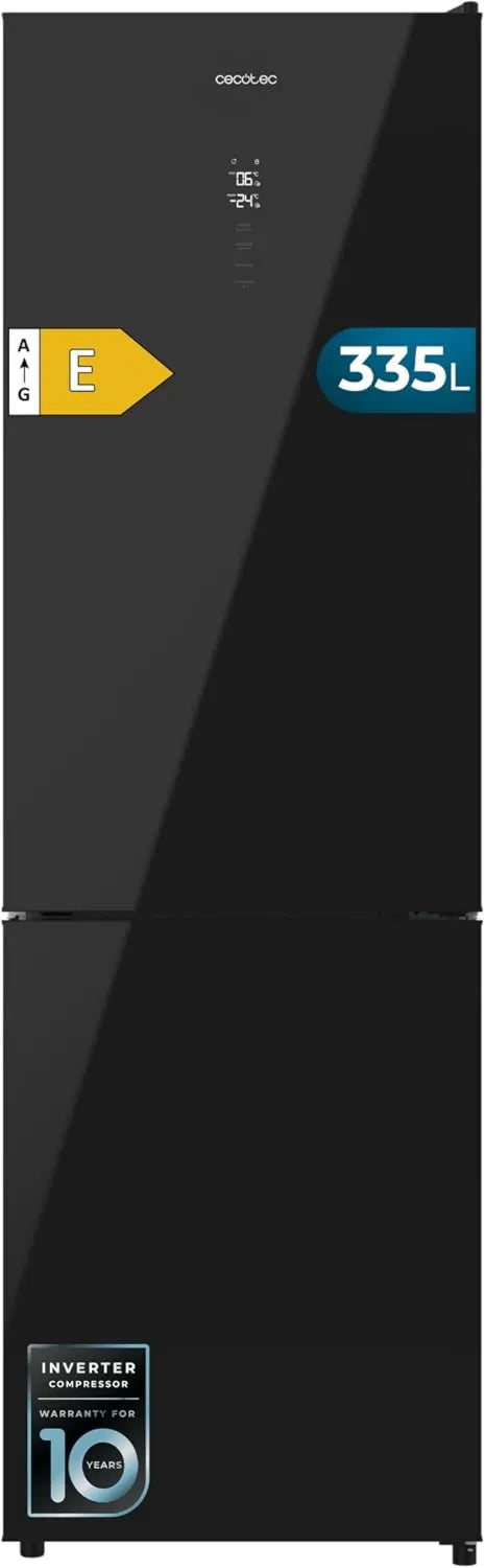 Cecotec Bolero CoolMarket Frigorífico Combi, 335 L, No Frost, Inversor, preto, Altura 195, 3cm e 59, Largura 5cm, controlo de Hhumidade da Gaveta