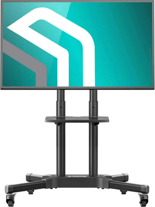 ONKRON suporte de TV TS1351-B, 65 polegadas, classe energética E, rodízios móveis, preto, Max VESA 600x400, altura ajustável até 1500 mm, 45 kg