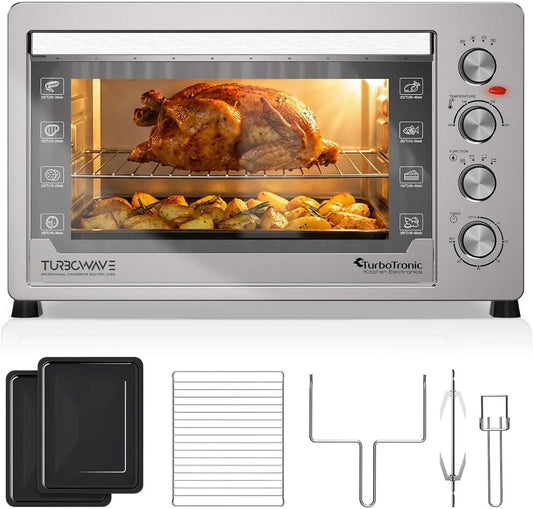 TurboTronic By Z-LINE Forno elétrico, 60 L, 2500 W, TurboTronic EVS60, compacto, 230 °C, forno rotativo de calor possível, Mini forno, Prata