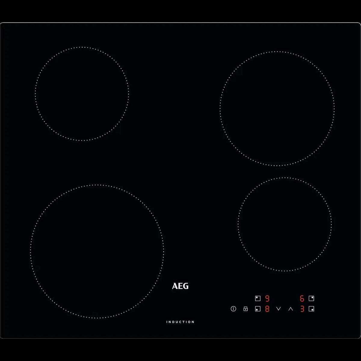 AEG IB6420ACB Placa de indução, 60 cm, 4 lareiras, 4 programas, mesa de cozinha de indução, toque, travamento, sem moldura, stand-alone, 4 zonas de