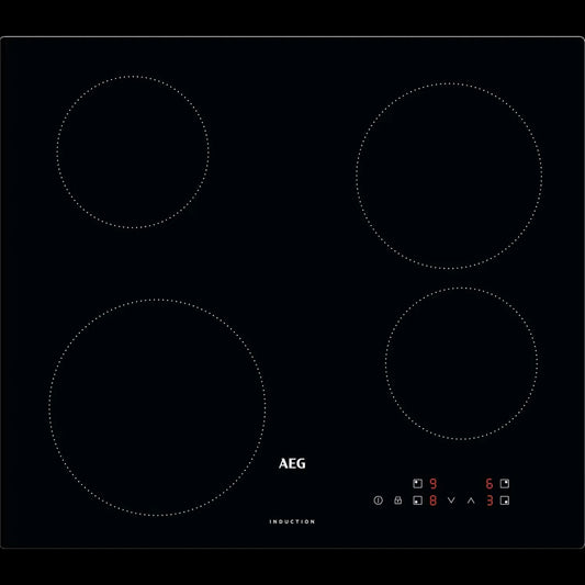 AEG IB6420ACB Placa de indução, 60 cm, 4 lareiras, 4 programas, mesa de cozinha de indução, toque, travamento, sem moldura, stand-alone, 4 zonas de