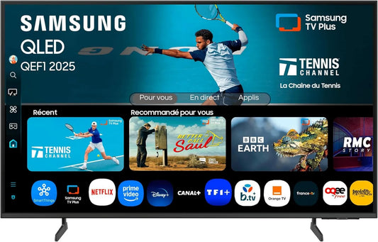 Samsung 50QEF1 Smart TV, 50 polegadas, TV, 4K UHD, QLED, HDR, Wi-Fi, aplicação, tecnologia Quantum Dot, Processador Q4 AI, WiFi, Pontos Quânticos