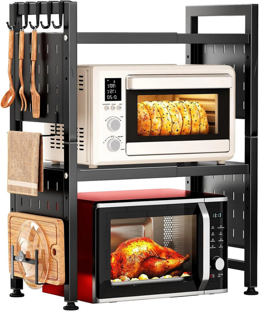 Microondas, 70 CM, grelha, 3 níveis, 10 ganchos, SAYZH Etagiere Micro Wave Extensível, armazenamento de cozinha, altura ajustável, suporte de placa de corte