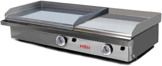 MBH - MAQUINARIA BAR HOSTELERÍA Produto Plancha de gás industrial 600 x 400 + 400 x 400 mm em cromo duro para hotel. Fry Top duas áreas para cozinha profissional para bar e bar