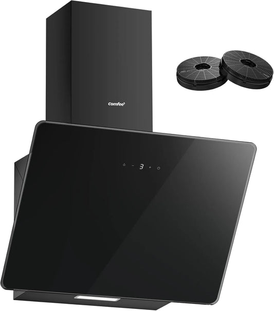 exaustor, 60 cm, 380 m3/h, capa de cozinha, Comfee' CH60J64ET4A2B-EU, inclinada, drenada e reciclada, 3 velocidades, ao ar livre, toque, LED